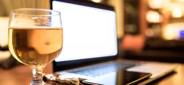 Glass Of Beer, Next To Laptop On Table At Home