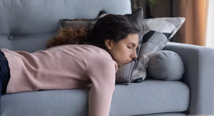 Gcse 2021 Grades: Exhausted Woman, Flopped Asleep On Sofa