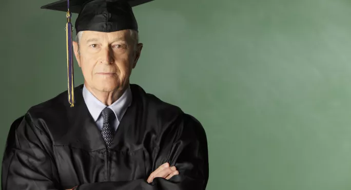 Headteacher, In Mortar Board & Gown