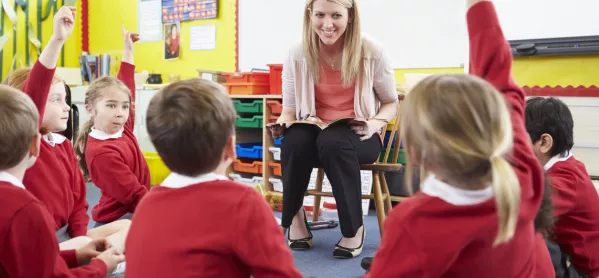 Teacher Surrounded By Pupils Sitting On The Floor