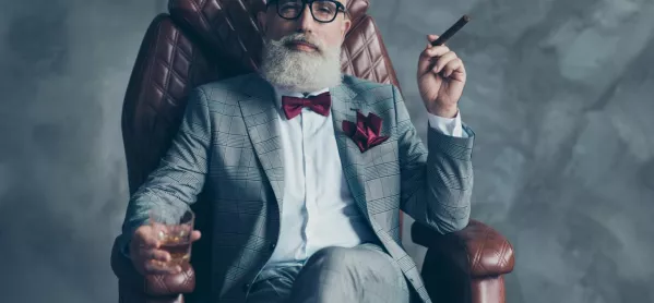 Life Lessons: Elderly Gentleman, Sitting In Leather Armchair & Smoking Cigar
