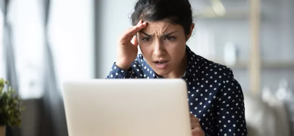 Teaching Career: Woman Looking At Laptop In Shock