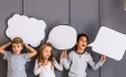 Children with speech bubbles