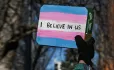 I believe in us sign on transgender flag