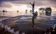 fisherman casting net in Thailand