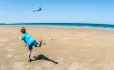 Boy throwing boomerang