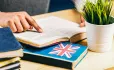 Person reading English book