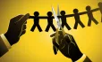 Illustration of hands cutting paper chain with scissors