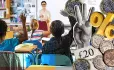 Montage of teacher with class and money