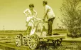 Railroad hand cart with two people
