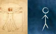 Vitruvian man with stick man