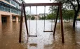 School playground flooded