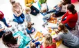 Group of parents meeting with kids