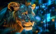 digital drawing of tech enhanced lion