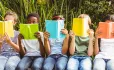 Children on bench reading