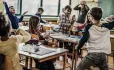 Children misbehaving in classroom
