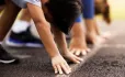 Children lining up on a start line