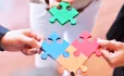 Four Pieces Of A Jigsaw Puzzle, Being Joined Together