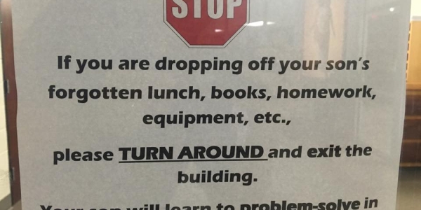 One school sign in student